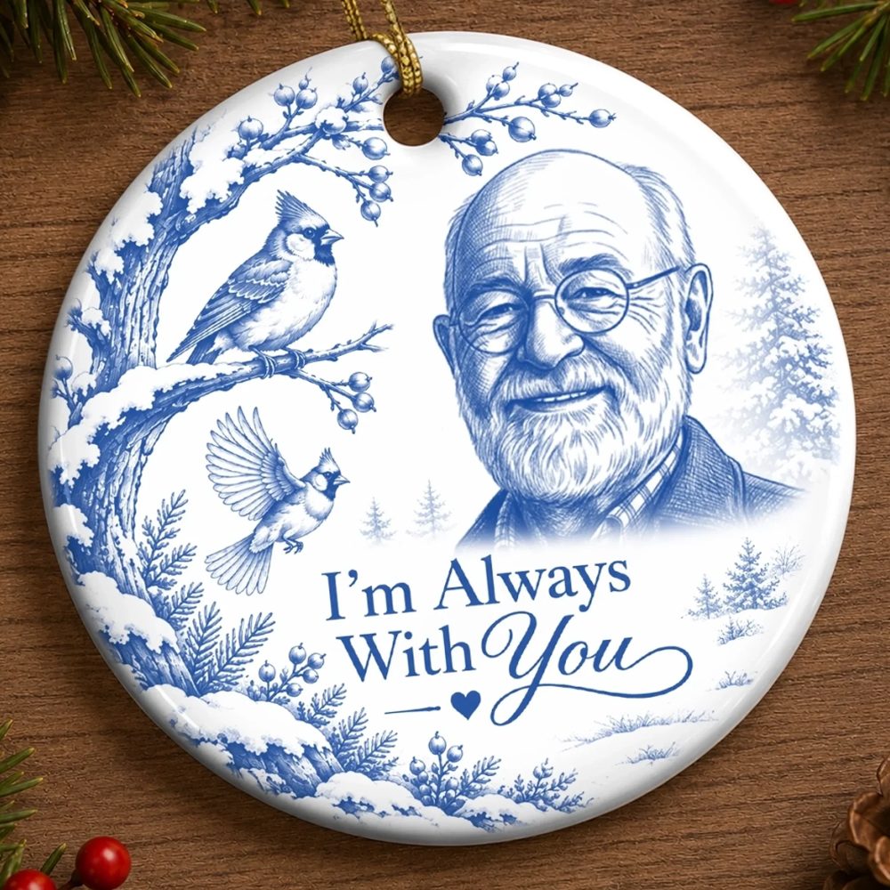 Personalized Christmas Memorial Sympathy Gifts For Loss Of Mom Dad Peaceful Hearts Living In Love Custom Photo Ceramic Ornament