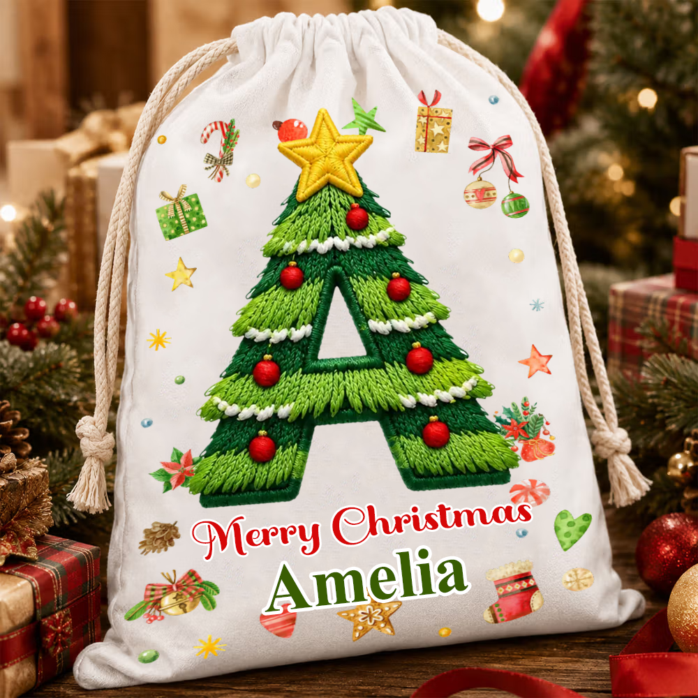Personalized Kids Christmas Gift Sack Custom Name Holiday Present Storage For Child Santa Sack Xmas Morning Gifts