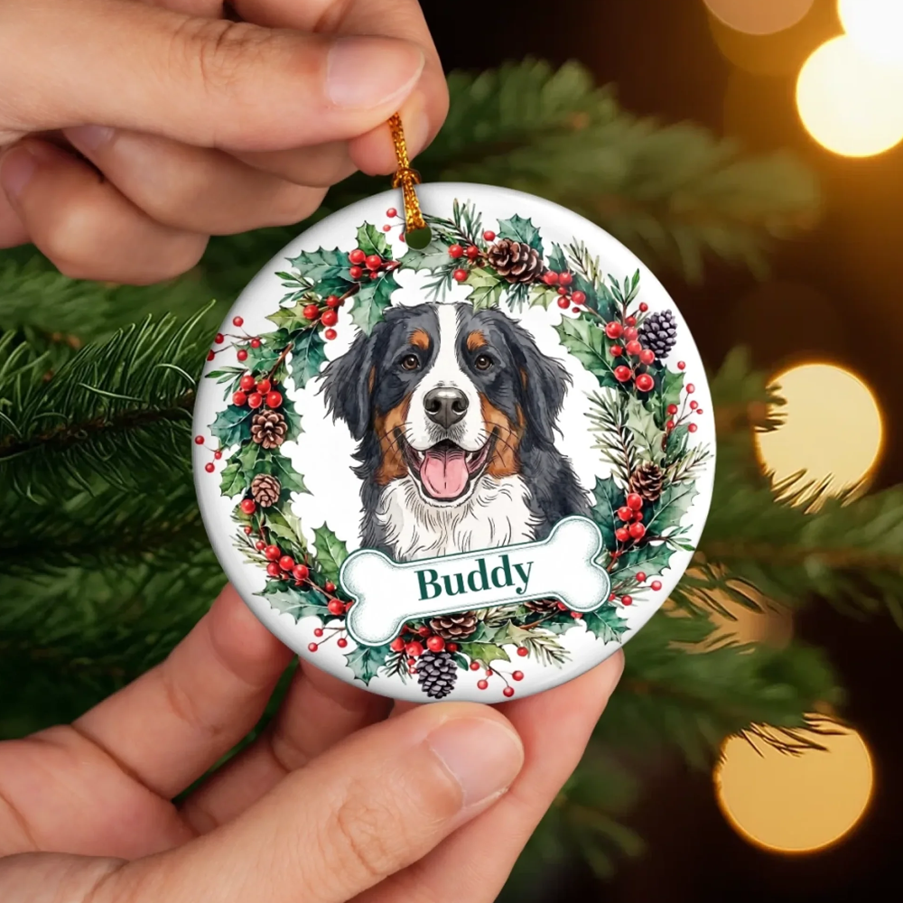 Personalized Pet Photo Christmas Ornament Custom Dog Cat Portrait Name Holiday Tree Hanging Gift Keepsake For Pet Lovers Xmas Decoration