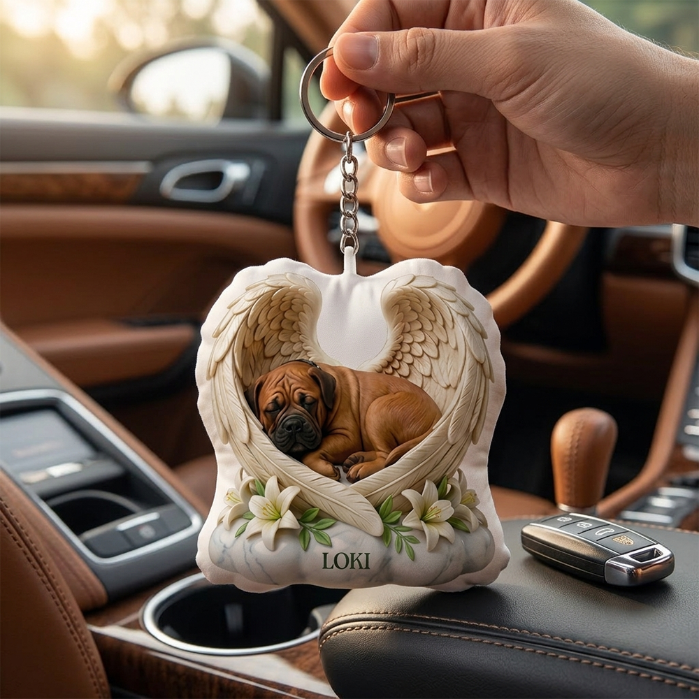 Personalized Pet Memorial Keychain Angel Wings Dog Cat Remembrance Custom Name Loss Of Pet Gift Bag Charm Keepsake For Pet Lovers