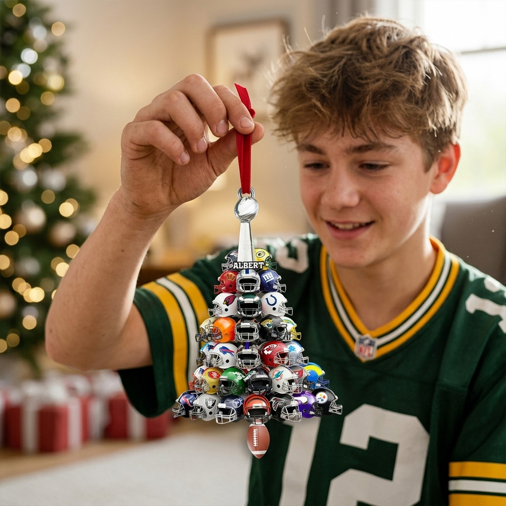 Personalized Football Helmet Christmas Tree Ornament With Custom Name Christmas Keepsake For Football Families