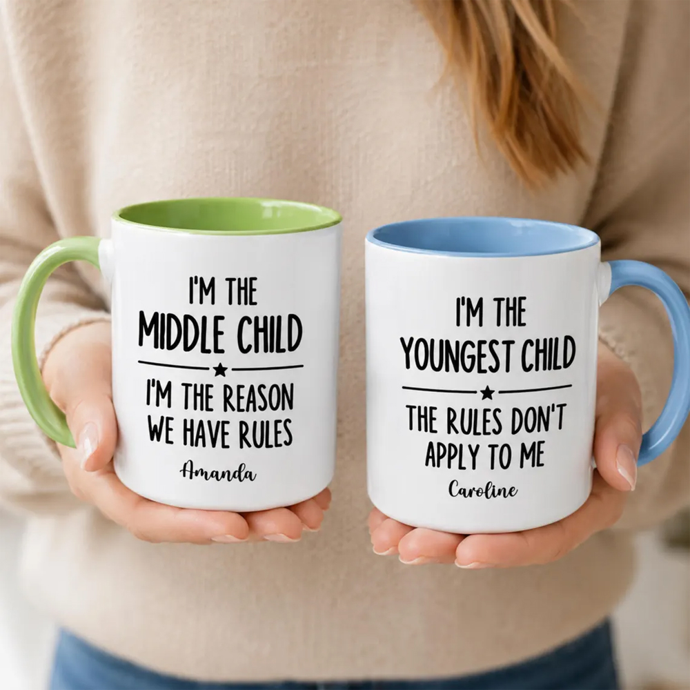 Personalized Child Rules Mug Funny Youngest Middle Oldest Sibling Cup Gift Birthday Christmas Family Humor Coffee Mugs Who Makes The Rules Mug