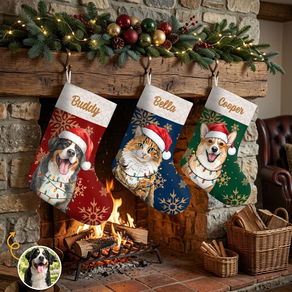 Personalized Christmas Birthday Gifts For Dog Cat Lovers Dog Dad And Mom Cat Owners Santa’s Favorite Furry Helper Custom Photo Christmas Stocking