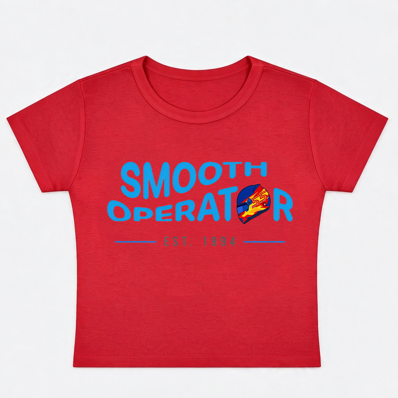 F1 Smooth Operator Baby Tee, Carlos Sainz #55 Inspired Cropped T-shirt, Formula 1 Racing Women’s Crop Top, F1 Fan Gift