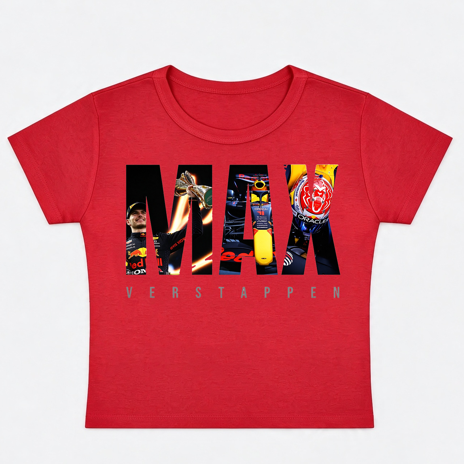 F1 Max Verstappen Baby Tee, Max Verstappen Photo Fill Cropped T-shirt, Formula 1 Women’s Crop Top, F1 Fan Gift