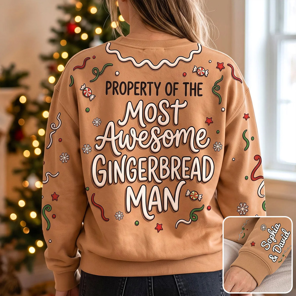 Personalized Gingerbread Man Ugly Christmas Sweater Funny Holiday Cookie Pattern Cozy Knit Pullover For Festive Parties
