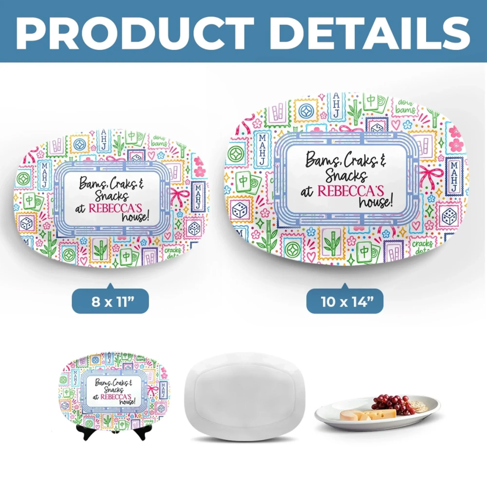 Personalized Platter Custom Name Mahjong Snack Party Gifts