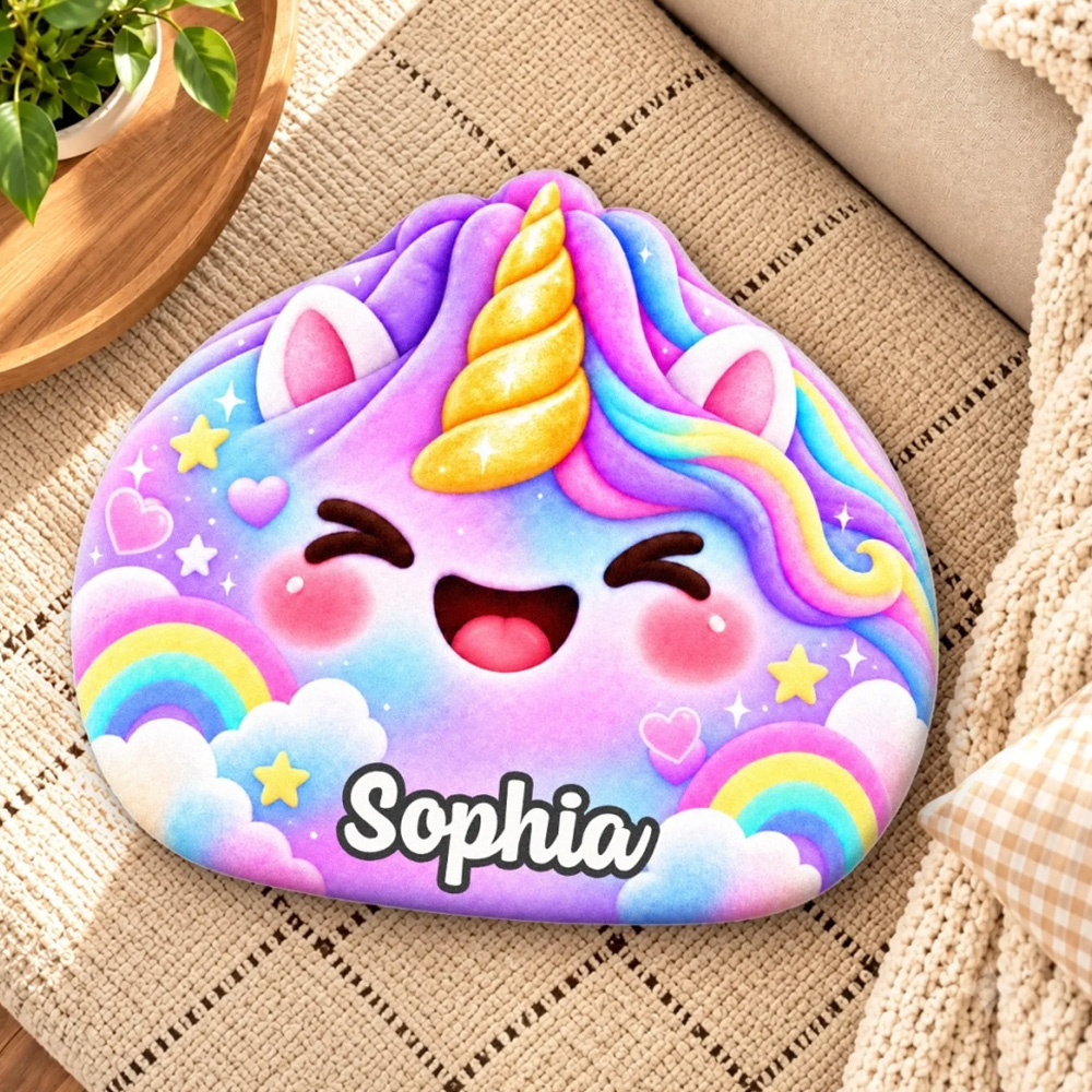 Personalized Shaped Pillow Custom Name Gamer and Rainbow Horse Gifts for Kids