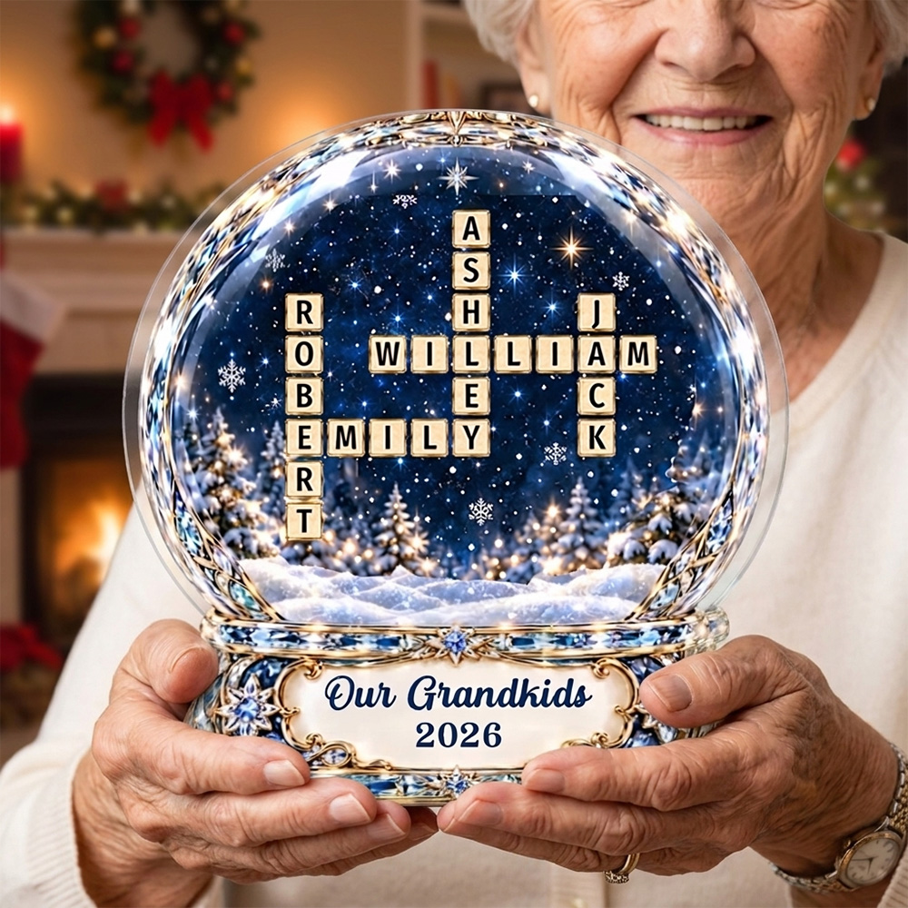 Personalized Acrylic Crystal Ball Family Plaque Custom Names & Year Meaningful Christmas Keepsake Gift