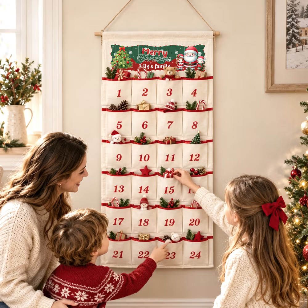Personalized Festive Santa Claus Angel Christmas Advent Calendar Christmas Decorations Gift for Family Kids