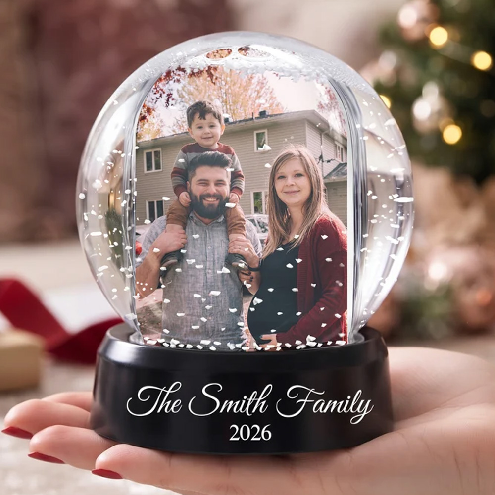 Personalized Photo Snow Globe Christmas Gifts For Family Kids Couple