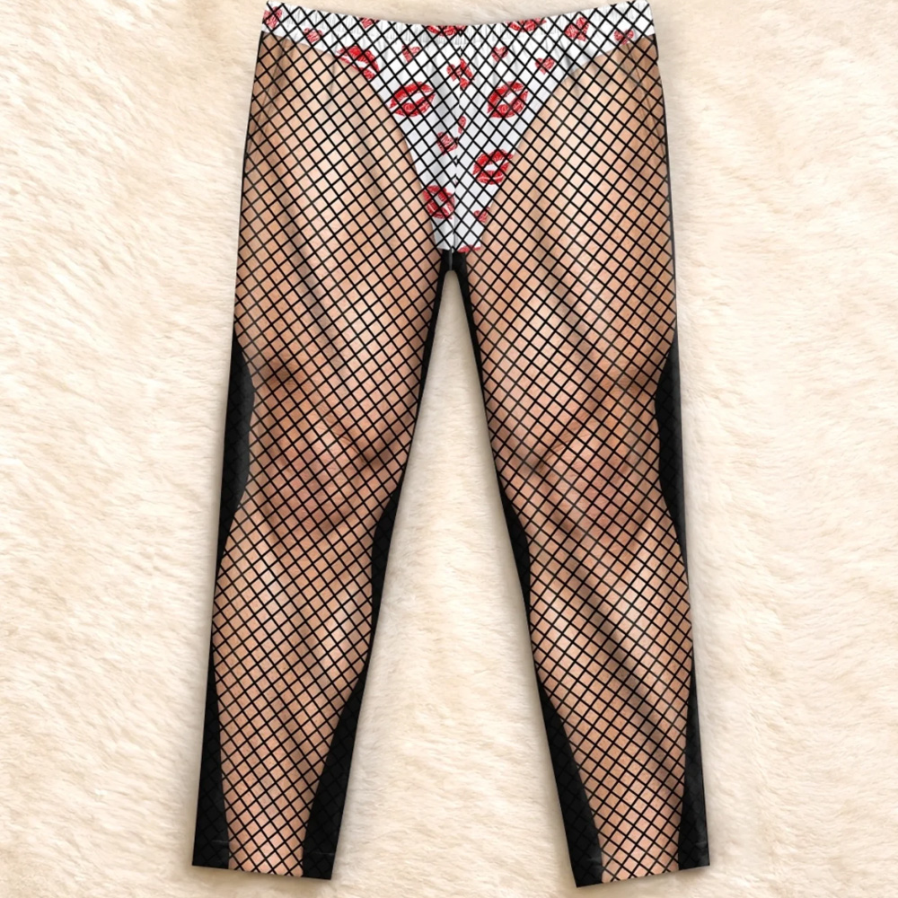 Personalized Funny Christmas Fishnet Stockings Pajama Pants for Men Ugly Xmas Party Gag Gift Holiday Humor