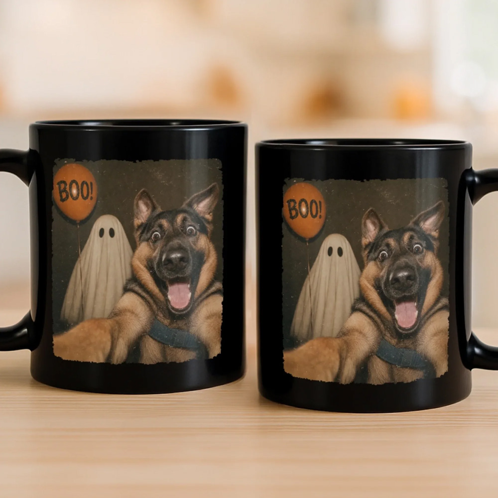 Personalized Photo Funny Black Mug Halloween Birthday Gifts For Dog Cat Lovers Dog Dad And Mom Cat Owners Boos Brews And Barks