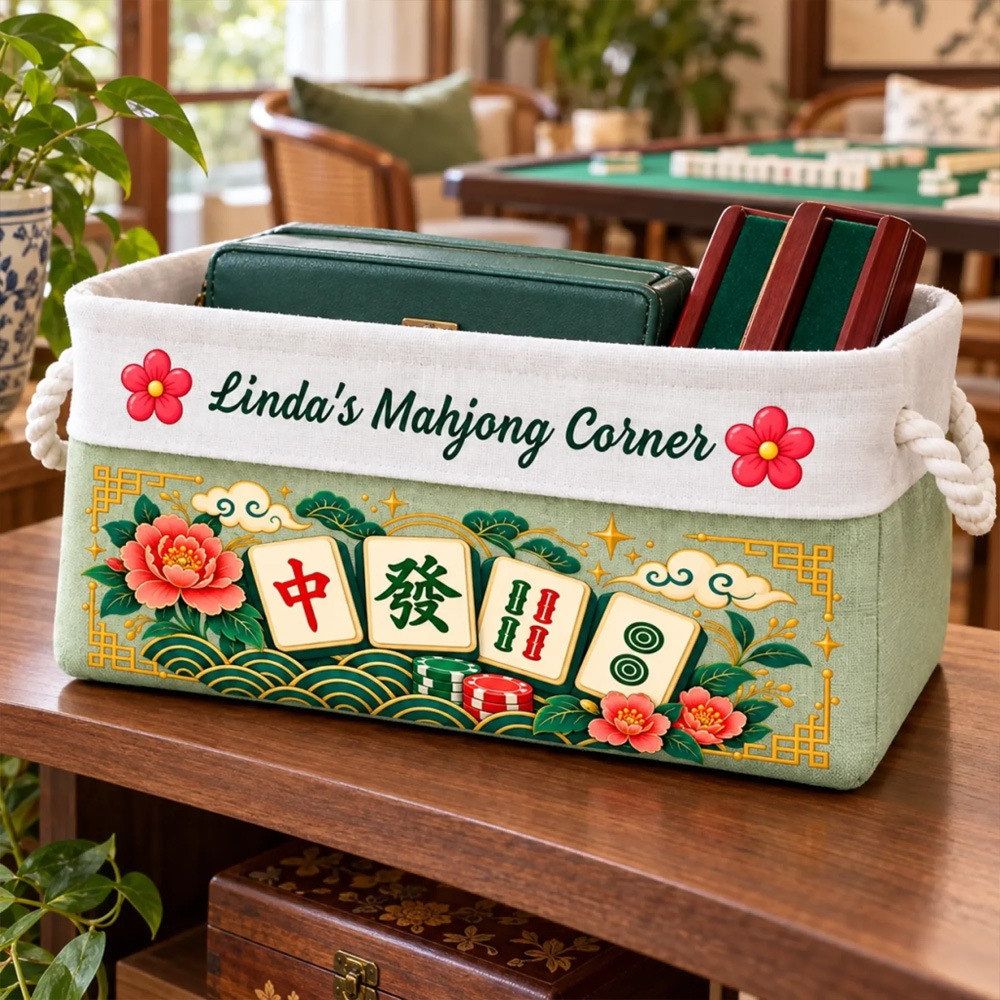 Personalized Storage Basket Custom Name Mahjong Corner Decor
