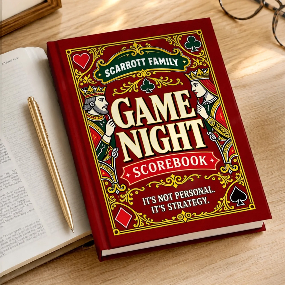 Personalized Hardcover Journal Strategy Custom Family Name Card Game Score Keeper Gifts
