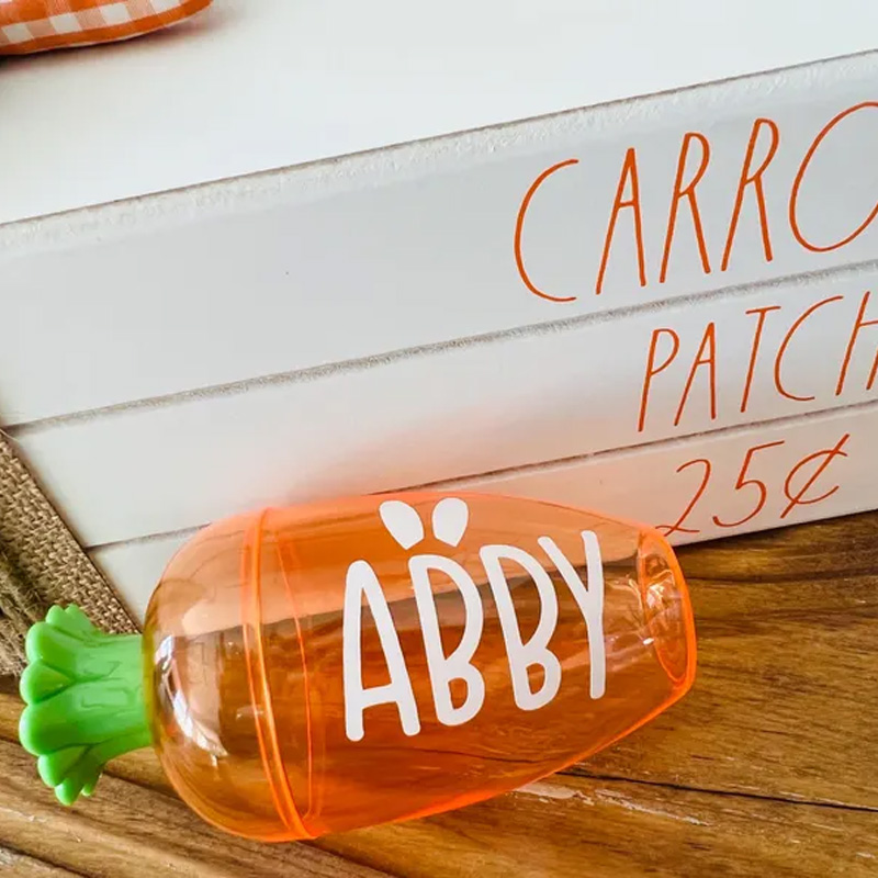 Personalized Easter Bunny Theme Name Colorful Egg Hunt Candy Container Kids Party Favor Gift Carrot Treat Holder
