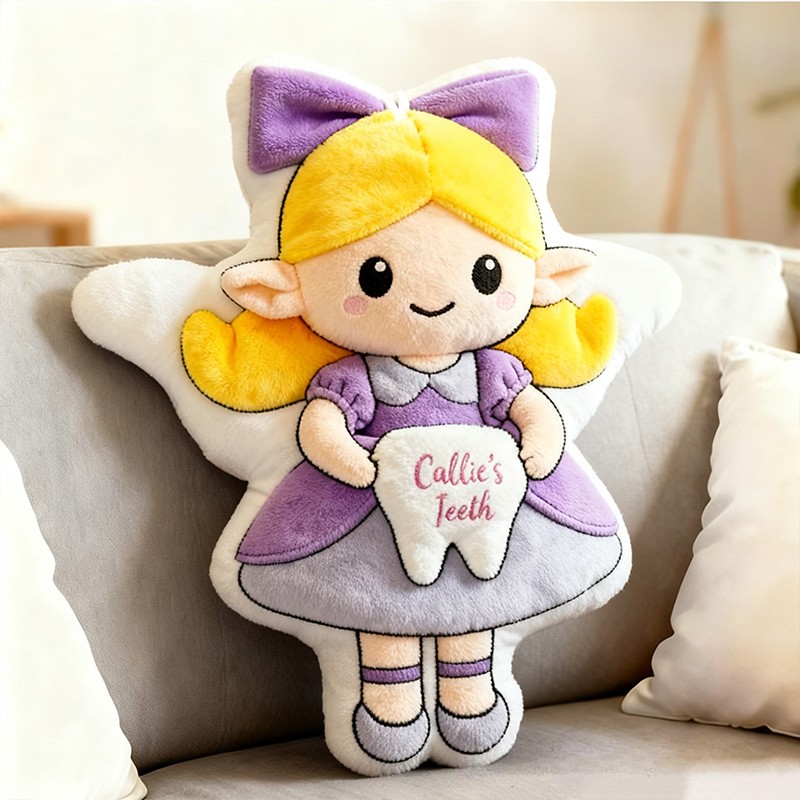 Personalized Tooth Fairy Girl Name Custom Kids Gift Cute Magical Soft Plush Lovely Decorative Graphic 3D Print Pillow