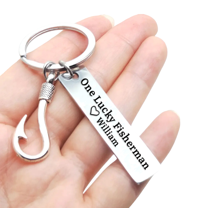 Personalized Fishing Keychain Funny Fishing Keychain Best Catch of His Life Design Custom Name Romantic Gift for Couples and Fishing Enthusiasts