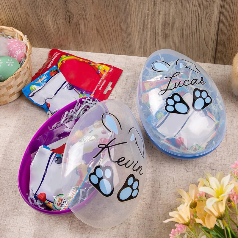 Personalized Easter Bunny Fillable Jumbo Easter Egg with Name Basket Stuffers Easter Party Gift for Kids