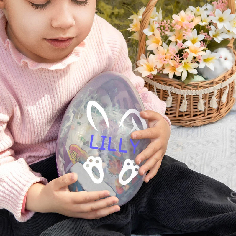 Personalized Bunny Ears Jumbo Easter Egg with Name Basket Filler Easter Gift for Boys Girls