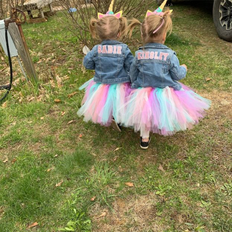 Personalized colorful Letter Chenille Patch Custom Name Soft Classic Style Trendy Casual Outfit Gift Kid Denim Jacket