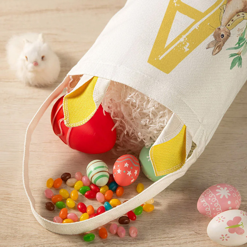 Personalized Cute Peter Rabbit Bunny Ears Bucket Bag Basket with Initial and Name Easter Egg Hunt Supplies Birthday Party Favors Gift for Kids