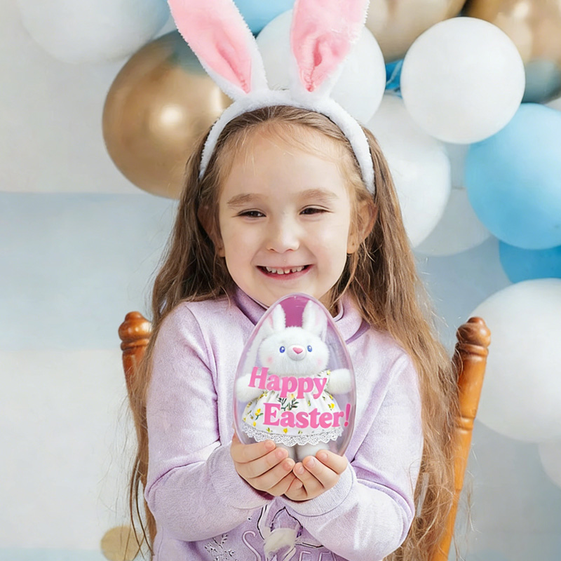 Personalized Stretchable Plush Bunny Keychain and Fillable Jumbo Easter Egg Set with Name Party Favor Egg Hunting Easter Hamper Gift for Boys Girls