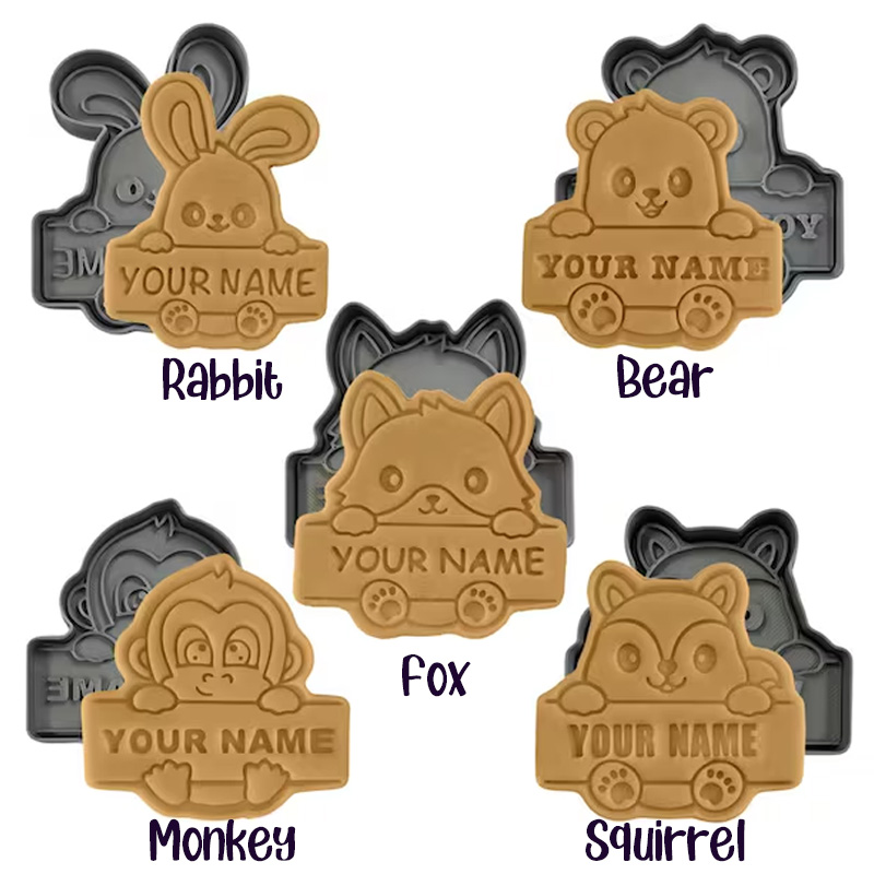 Personalized Cute Animal Shape Custom Name Kids Party Baking Gift Fondant Stamp Cookie Cutter