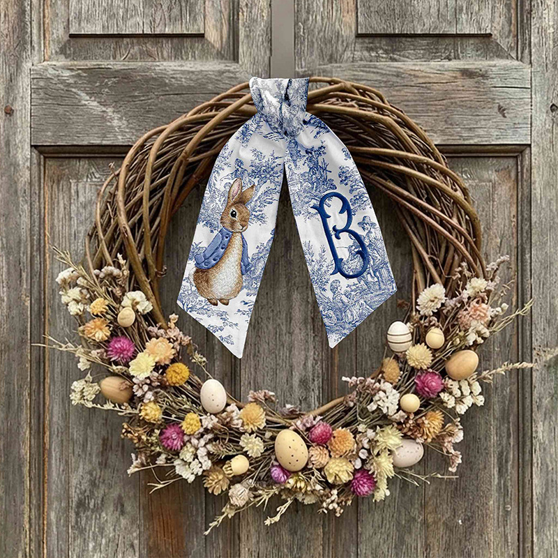 Personalized Monogram Bunny Rabbit Easter Wreath Belt Gift for Kid