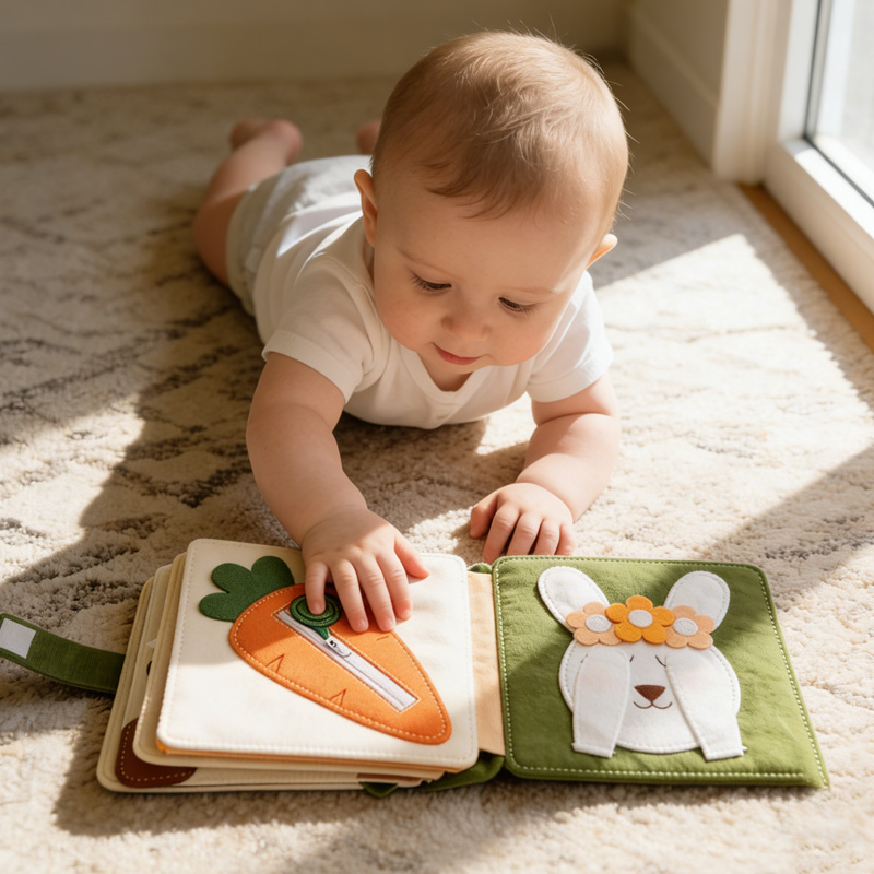 Personalized Forest Cottage Design Custom Name Educational Sensory Play Gift For Kids Handmade Felt Quiet Book