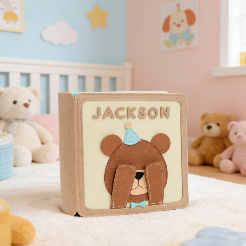 Personalized Bear Theme Custom Name Montessori Sensory Learning Activity Toy For Toddlers Handmade Felt Quiet Book