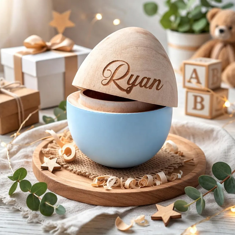 Personalized Wooden Pastel Theme Custom Name Gift For Kids Spring Holiday Surprise Box Easter Egg