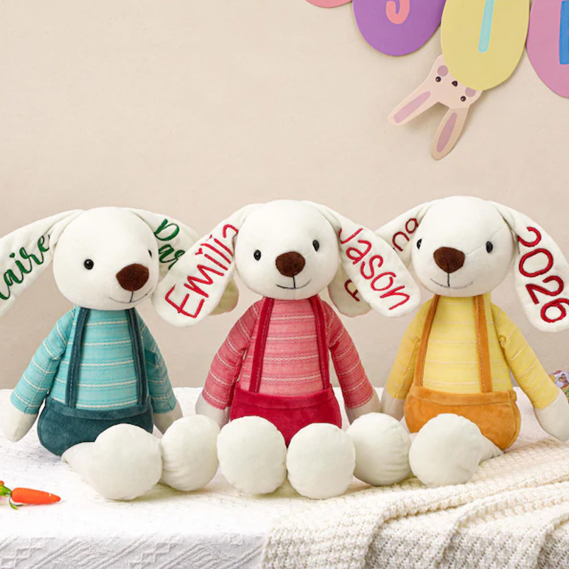 Personalized Soft Bunny Toy Custom Name Embroidered Plush Gift For Newborn Baby