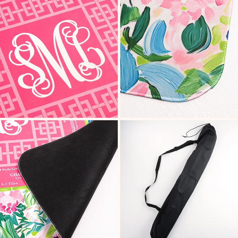 Personalized Floral Design Vine Monogram Neoprene Mahjong Mat with Storage Bag Game Night Birthday Gift for Mahjong Lovers