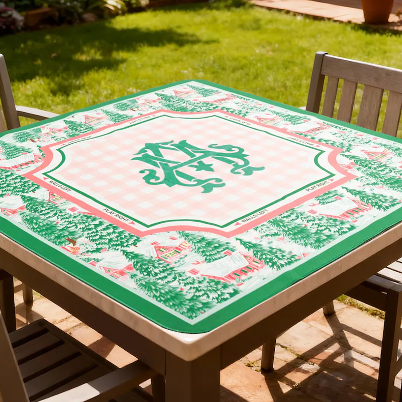 Personalized Green Floral Pattern Custom Name Waterproof Non Slip Table Protector Gift Mahjong Mat