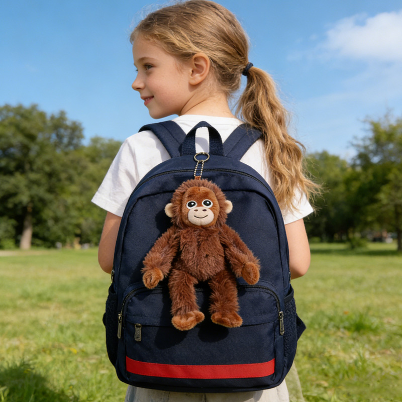 Cute Small Soft Stuffed Animal Custom Name Bag Charm Gift for Kids and Adults Punch Monkey Gorilla Plush Keychain