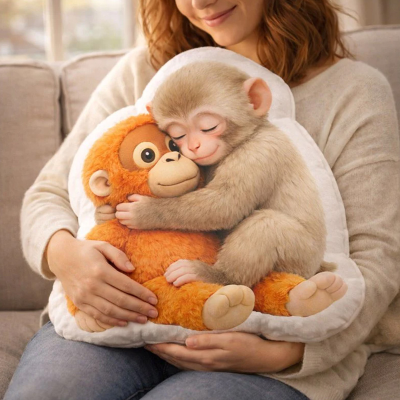 Cute Baby Monkey Hugging Plush Toy Soft Decorative Gift for Kids Room Punch Monkey Pillow Gifts for Emotional Comfort