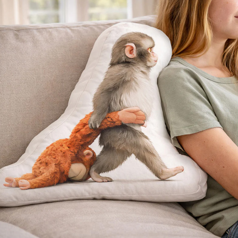 Punch Monkey with Toy Soft Plush Decorative Gift for Home Sofa Punch Monkey Pillow Gifts for Emotional Comfort