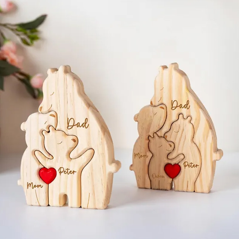 Personalized Wooden Mom and Baby Bear Puzzle Family Home Decor New Mom Gifts Daughters First Mothers Day Gift