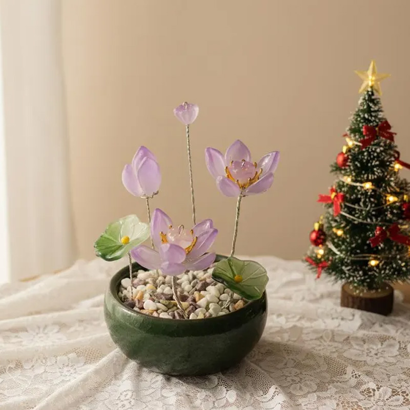 Personalized Purple Elegant Bloom Serenity Home Tabletop Decorative Gift for Loved Ones Crystal Rose Flower Ornament Mother's Day Gift