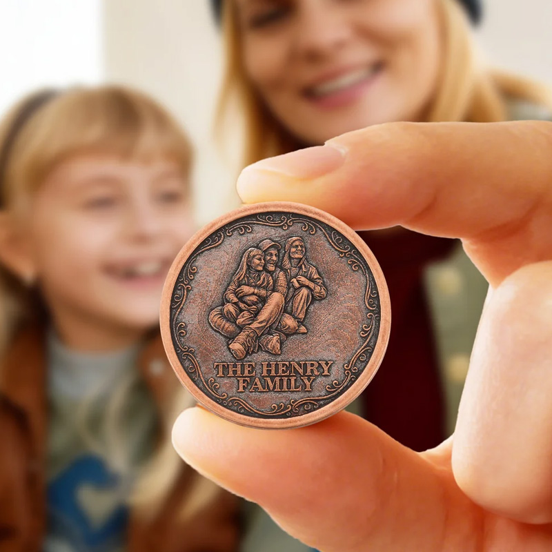 Personalized Family Photo Retro Commemorative Coin with Text Birthday Anniversary Daily Use Gift for Family