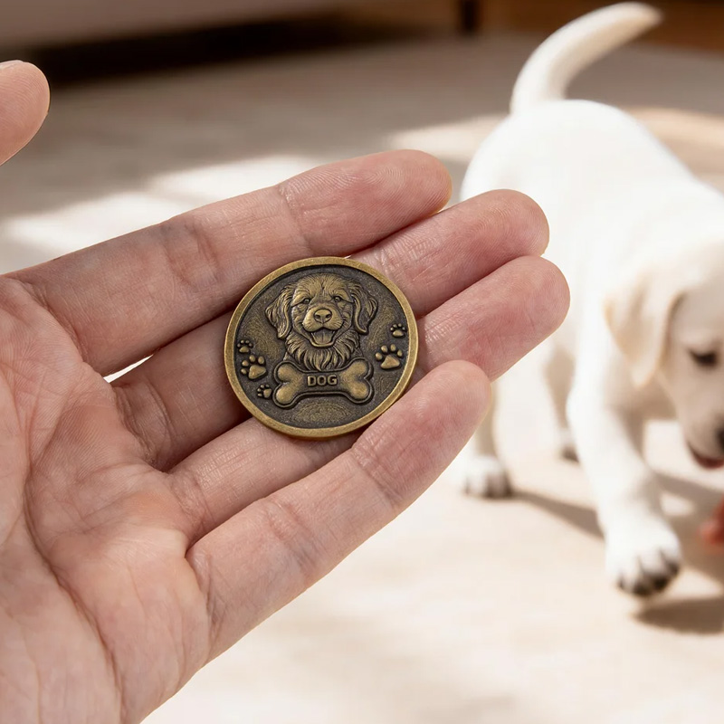 Personalized Paw Print Bone 3D Pet Photo Retro Memorial Coin with Name and Transparent Storage Case Pet Remembrance Gift for Pet Owner Pet Lover