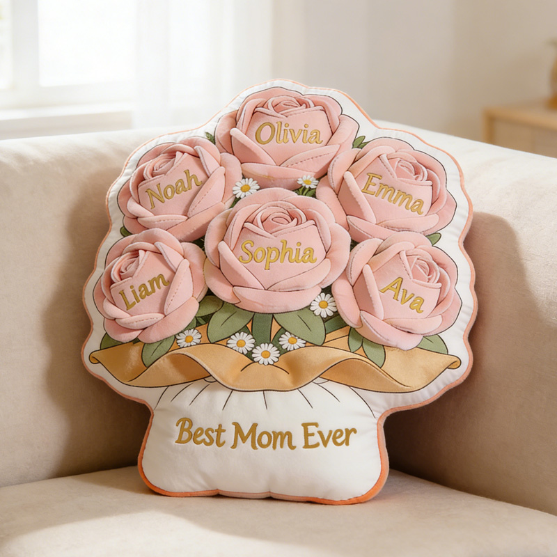 Personalized Rose Flower Best Mom Ever Gift Mothers Day Home Decor Cozy Cushion 3D Print Pillow Mother's Day Gift