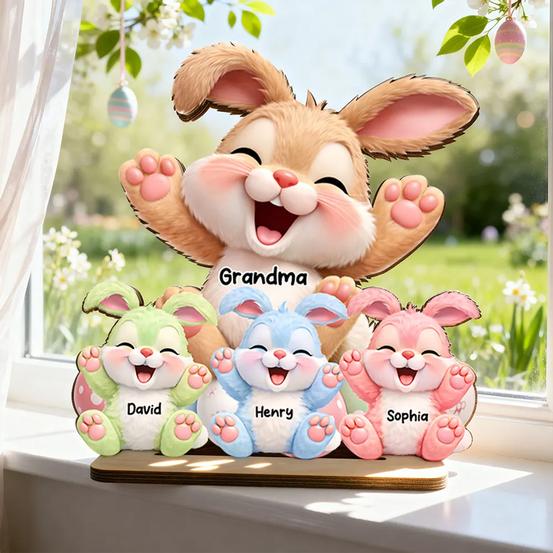Personalized Cute Easter Bunny Family Name Custom Gift Home Decoration Spring Festival Ornament