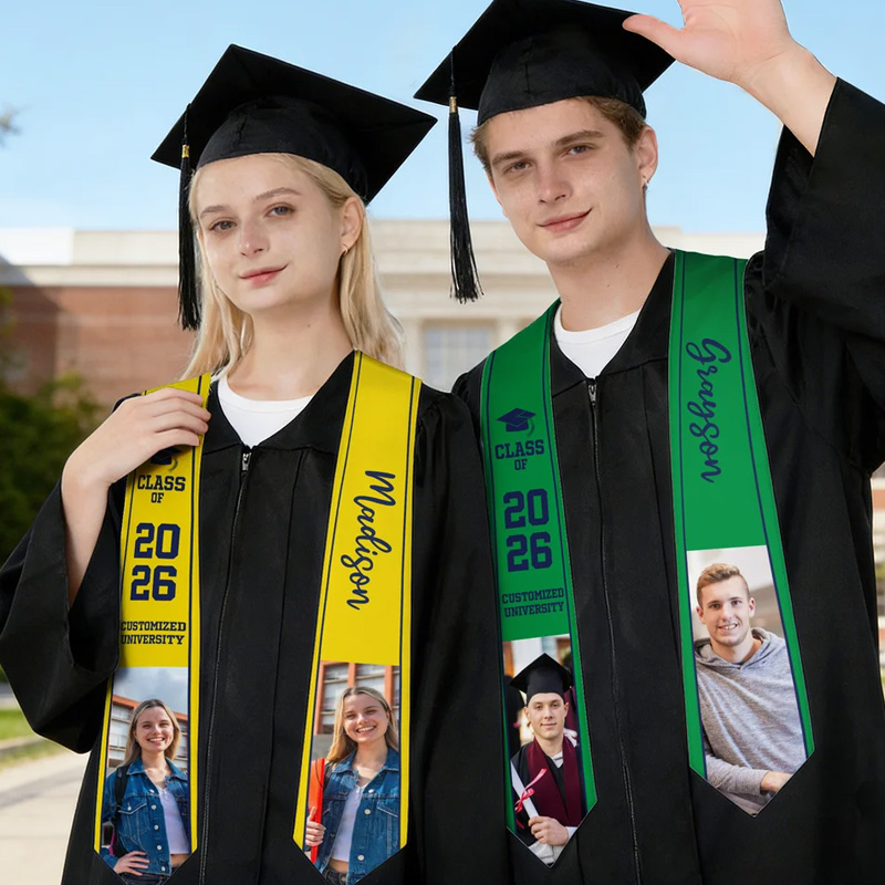 Personalized Multicolor Photo Graduation Sash with Name School and Year Graduation Gift for Class of 2026 Graduates