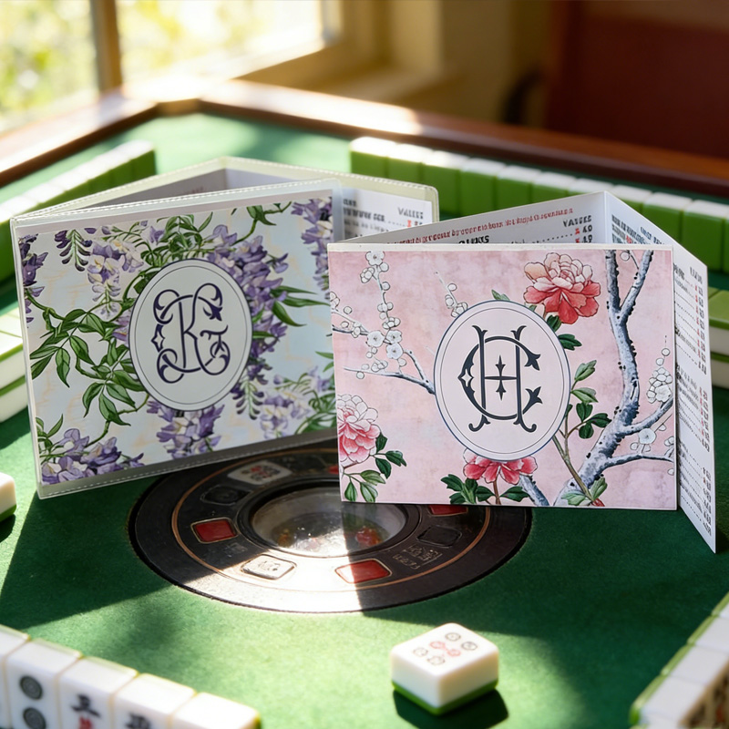 Personalized Name Floral Pattern Gift Custom Player Accessory Table Game Organizer Mahjong Tri Fold Card Holder Gift for Mahjong Lovers