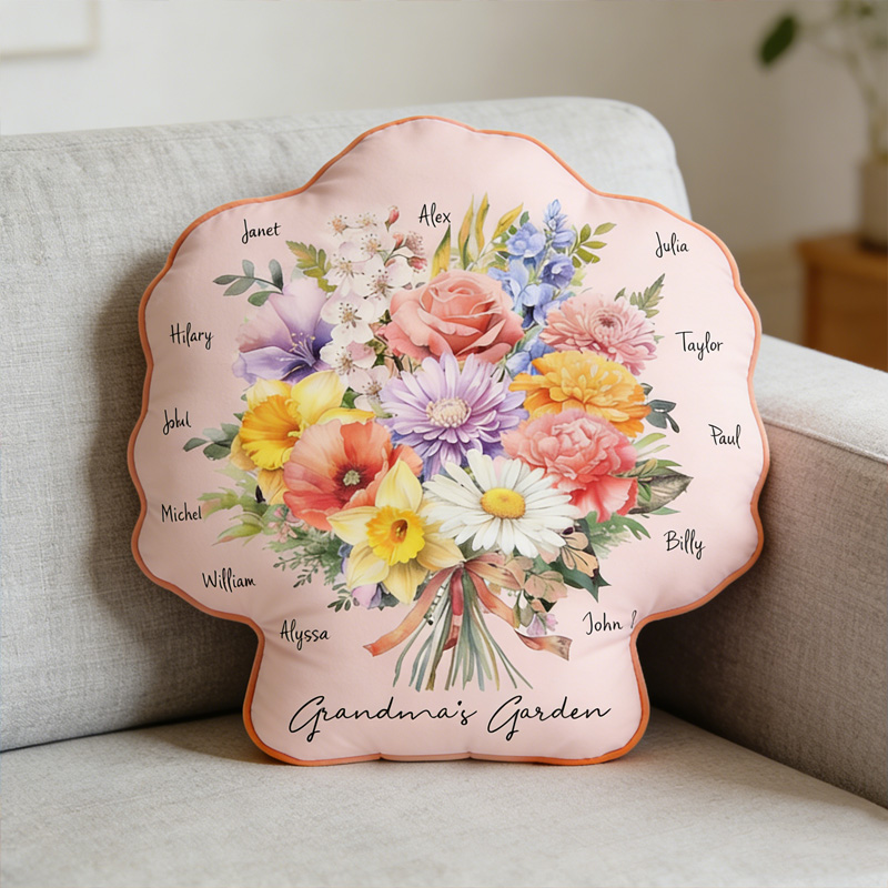 Personalized Garden Flower Bouquet Gift Custom Family Name Mothers Day Home Decor 3D Print Pillow