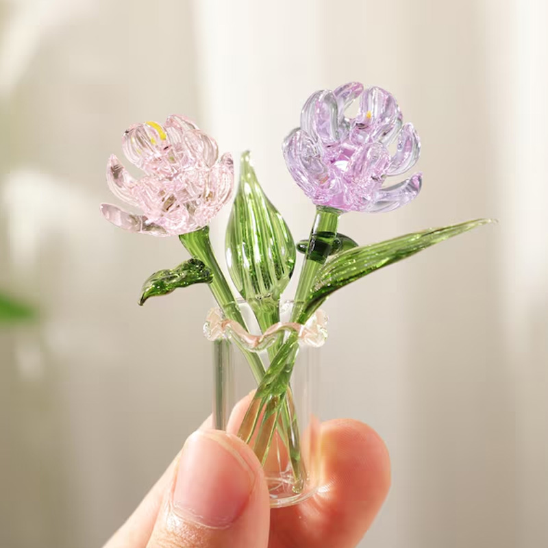 Glass Birth Month Flower Handmade Glass Flower Bouquet Gift Eternal Bloom Home Office Decoration Friendship Keepsake Mother's Day Gift