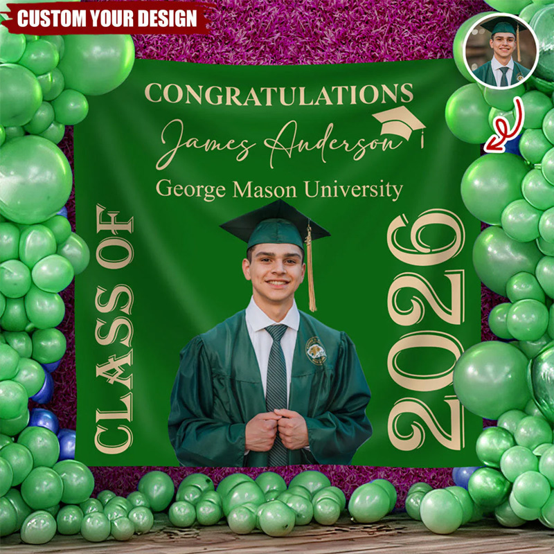Personalized Photo Congratulations Class Of 2026 Backdrop For Graduation's Day
