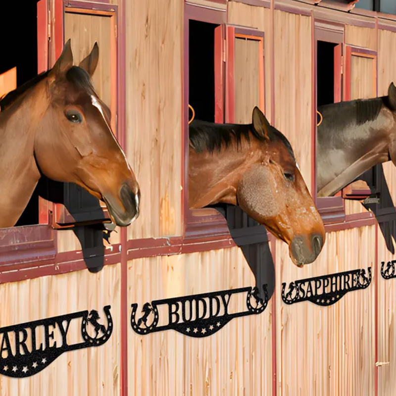 Personalized Metal Stable Sign Custom Horse Name Tag Equestrian Barn Decor Outdoor Farm Gift Horse Stall Name Plate